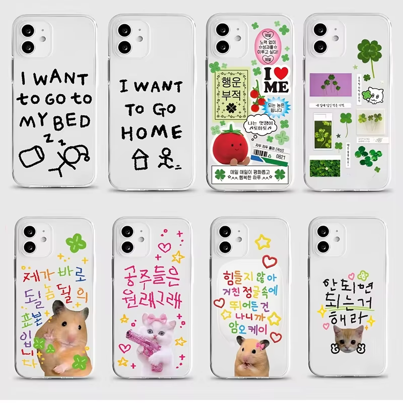Phone Cases Cute Iphone 14 - Kore Tarzı Sevimli Dört Yapraklı Yonca