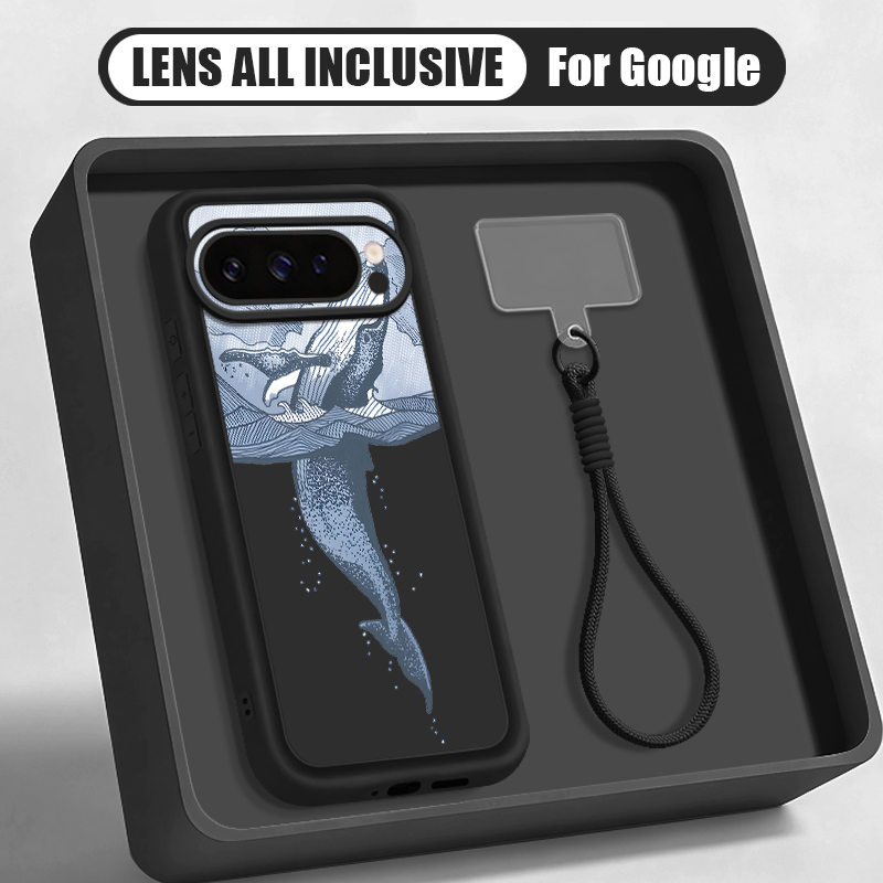 Phone Cases Google Pixel 10 - Kambur Balina Baskılı Bileklik Askılı Kılıf