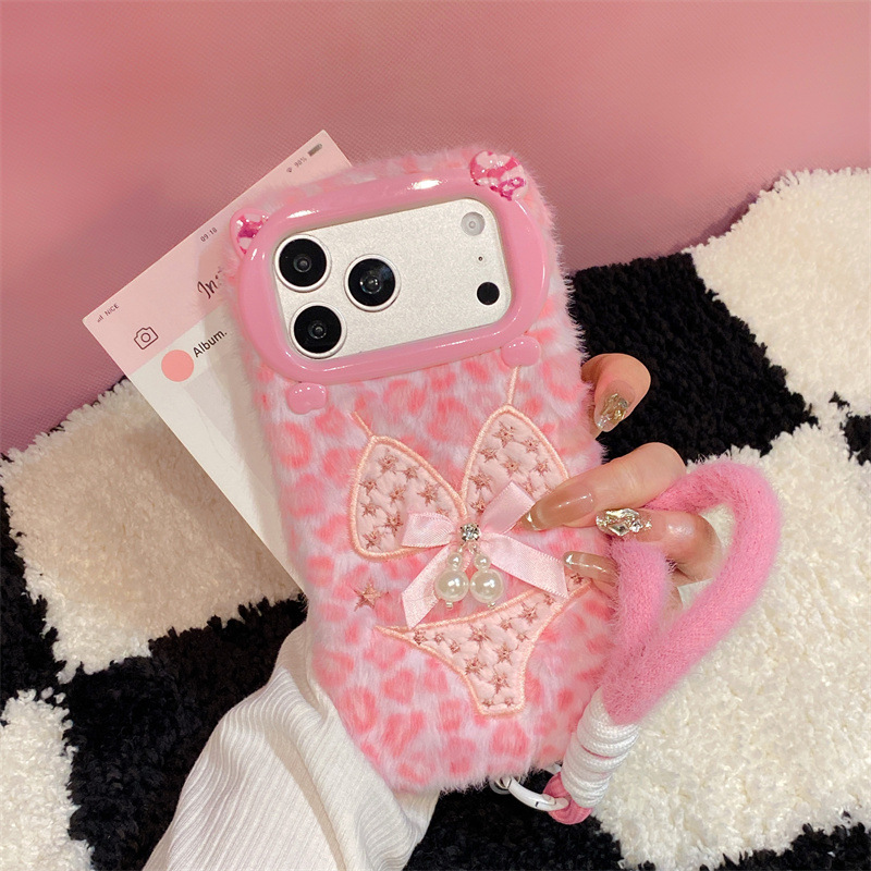 Phone Cases For Iphone 17 - Lüks Leopar Desenli Bikini Desenli Peluş