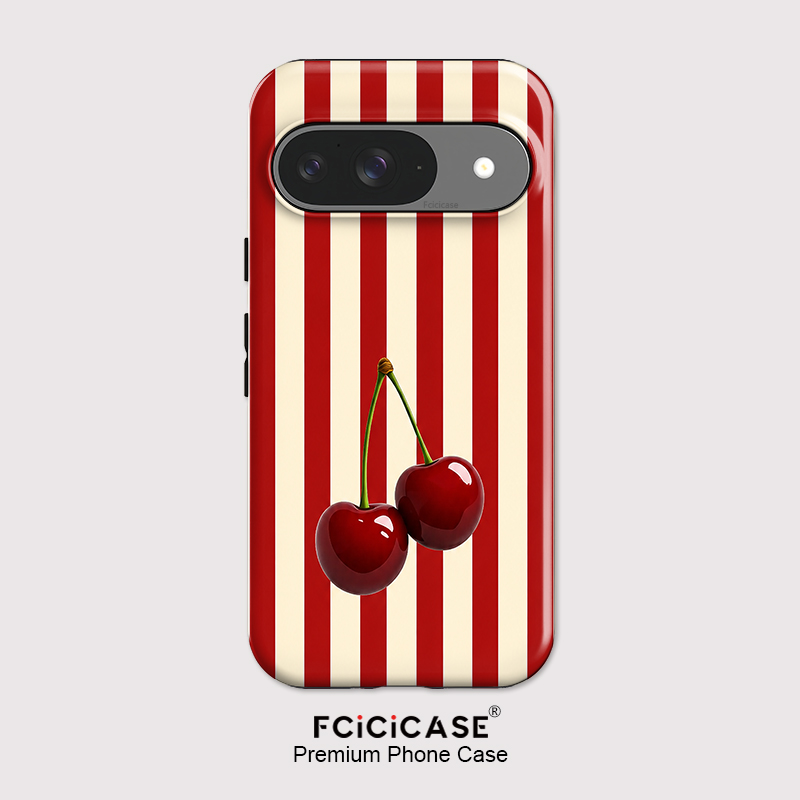 Phone Cases Google Pixel 10 - Fcicicase Kiraz Şerit Desenli Telefon Kılıfı