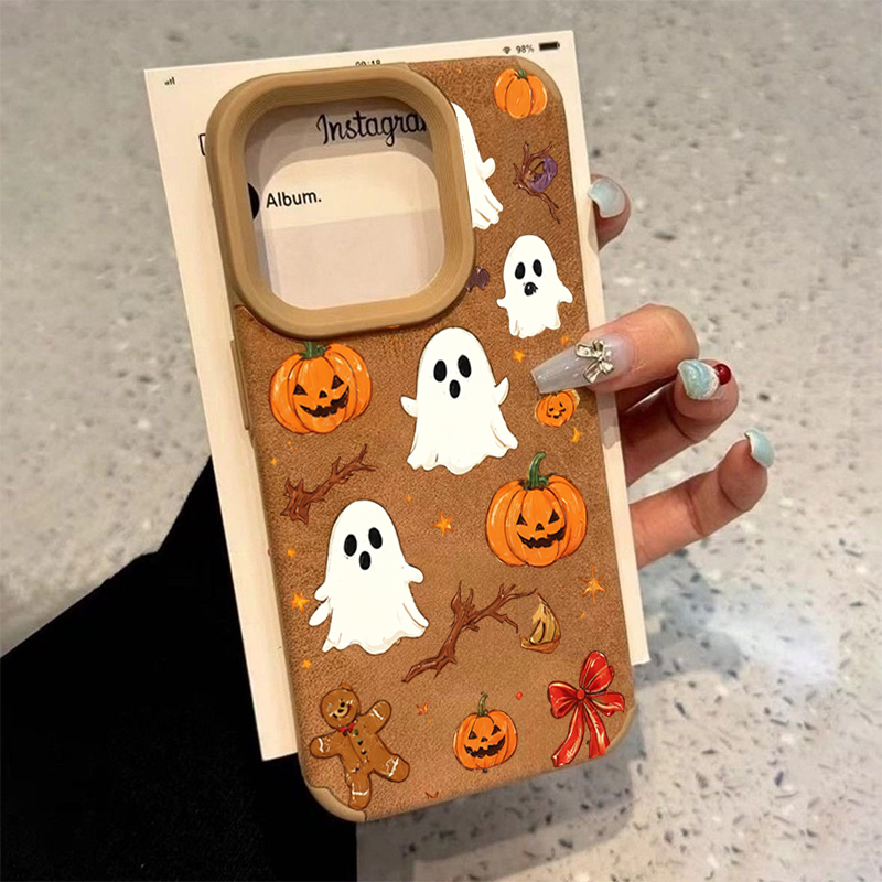 Phone Cases Cute Iphone 14 - Cadılar Bayramı Sevimli Balkabağı Hayalet Telefon
