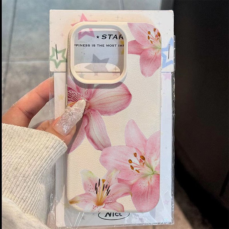 Phone Cases Samsung S25 Ultra - Pembe Zambak Lichee Desenli Telefon Kılıfı