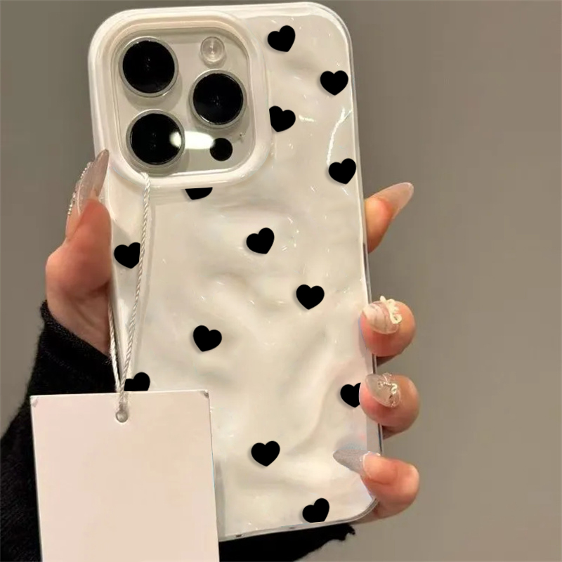 Estetik Şirin Siyah Kalp Darbe - Phone Cases Cute Iphone 14 incelemesi ve fiyatı
