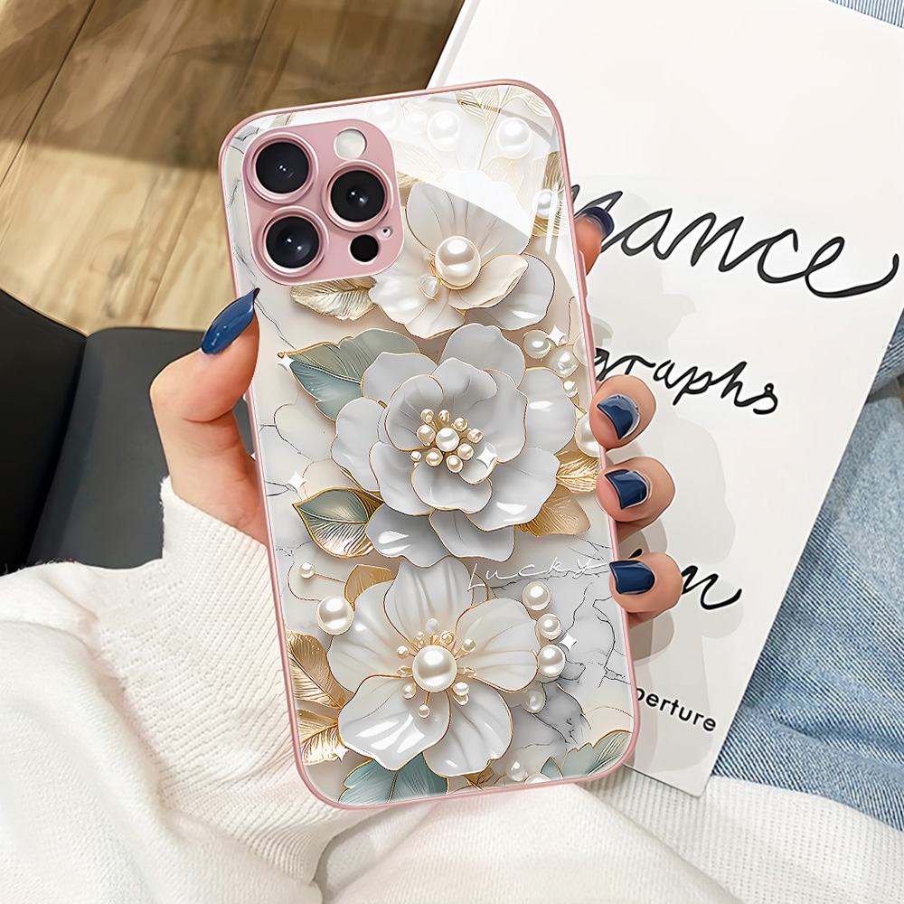 Pembe Çiçekli Temperli Cam Tel - Phone Cases Pink incelemesi ve fiyatı