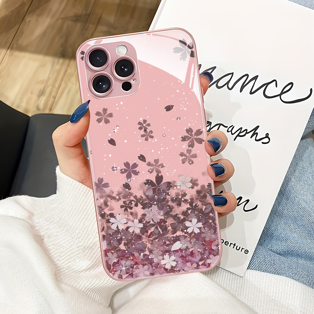 Pembe Çiçekli Temperli Cam Tel - Phone Cases Pink incelemesi ve fiyatı