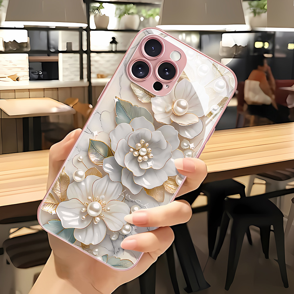 Pembe Çiçekli Temperli Cam Tel - Phone Cases Pink incelemesi ve fiyatı