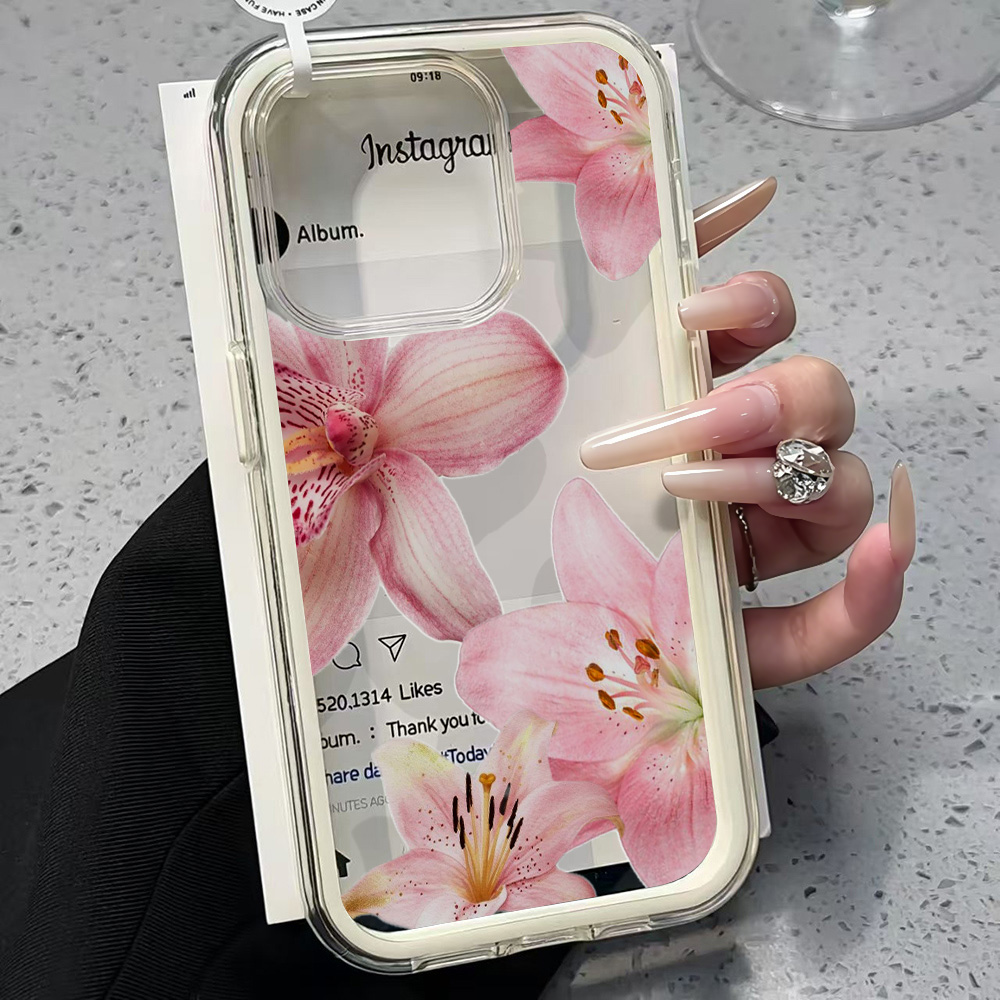Pembe Zambak Çiçeği Şeffaf Tel - Phone Cases Pink incelemesi ve fiyatı