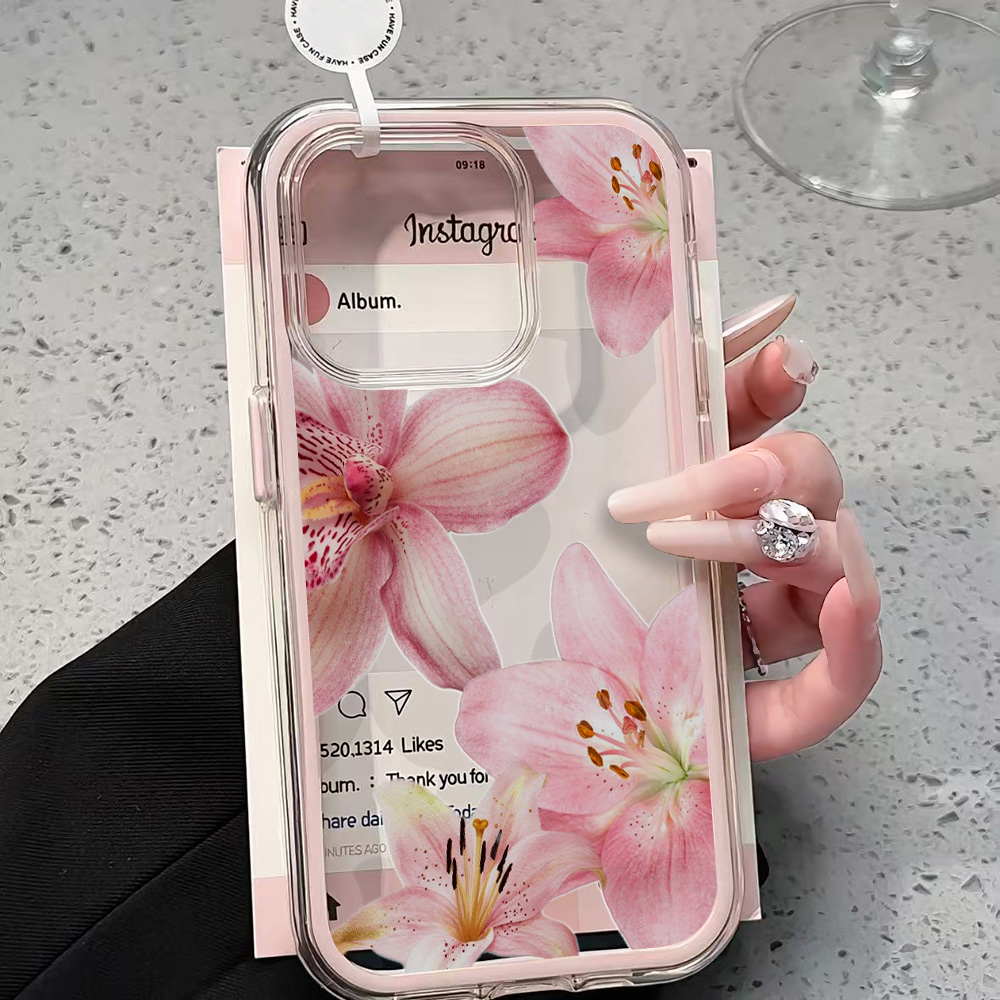 Pembe Zambak Çiçeği Şeffaf Tel - Phone Cases Pink incelemesi ve fiyatı